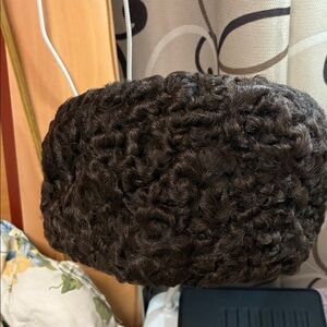 Luxurious Brown Curly Hairpiece real fur Persian lamb